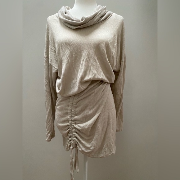 Free People Sundown Cowl Neck Light Sweater Dress Cinched - Picture 2 of 4